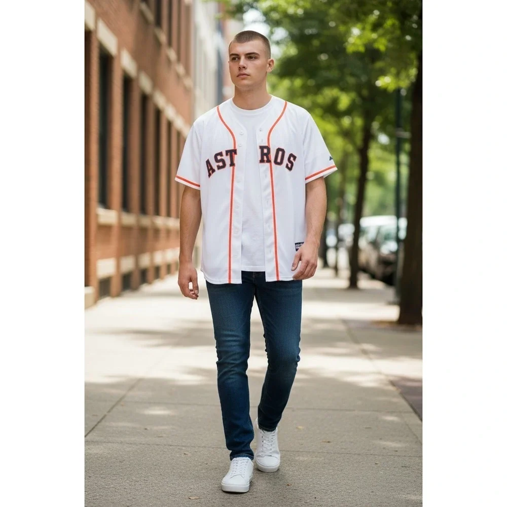 BASEBALL HOUSTON ASTROS SHIRT MAJESTIC SIZE L ADULT SPRINGER 4 World Series 2019